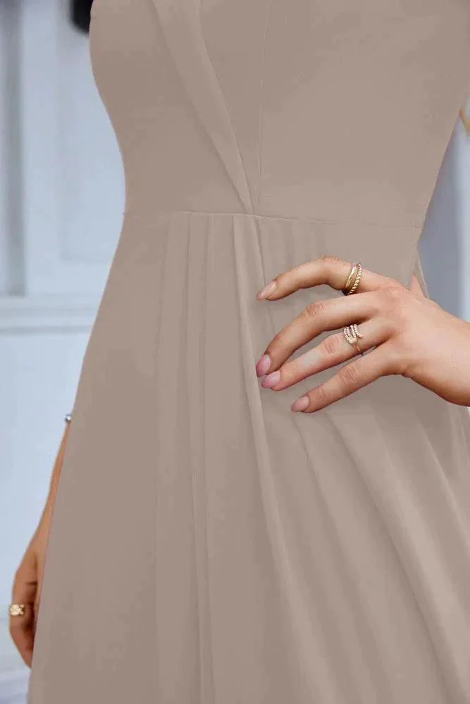 Women's thin strap off the shoulder bridesmaid mopping the floor evening dress 28093 - Image 219