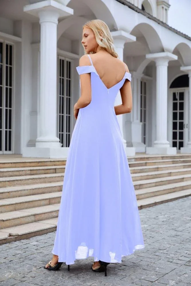 Women's thin strap off the shoulder bridesmaid mopping the floor evening dress 28093 - Image 22