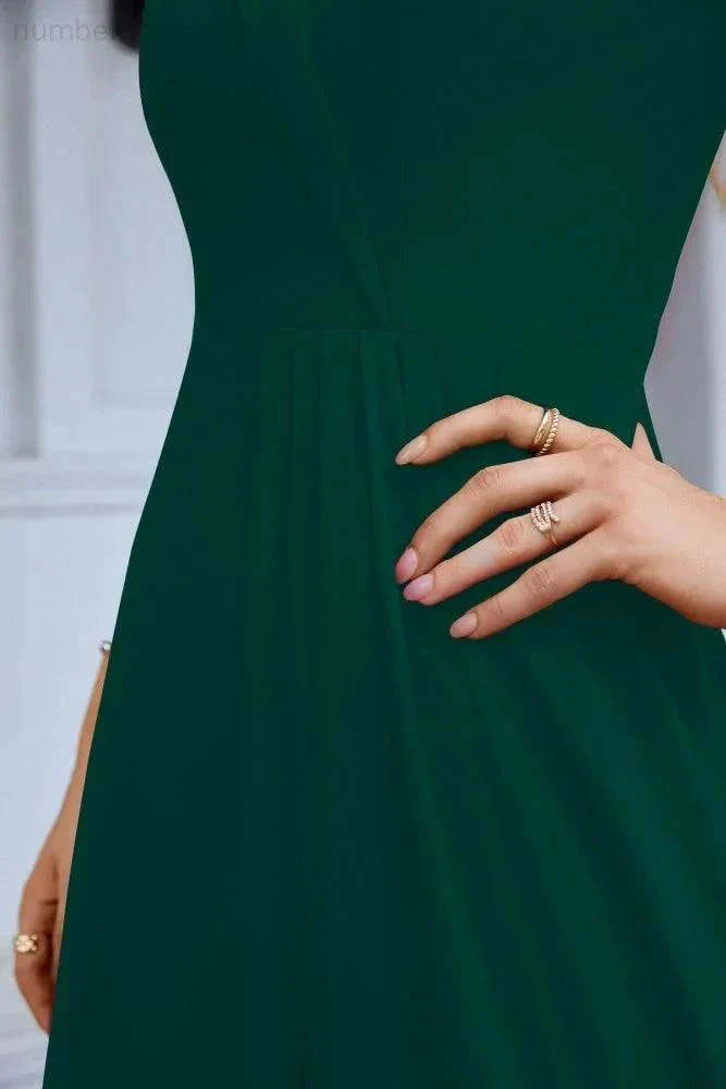 Women's thin strap off the shoulder bridesmaid mopping the floor evening dress 28093 - Image 230