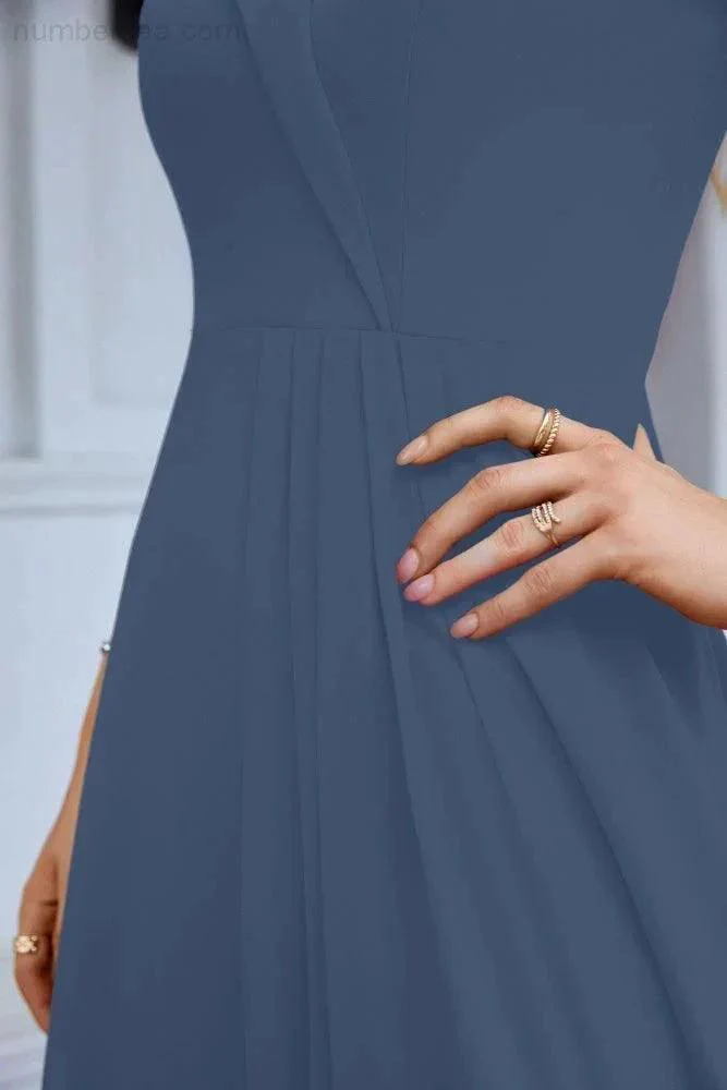 Women's thin strap off the shoulder bridesmaid mopping the floor evening dress 28093 - Image 234