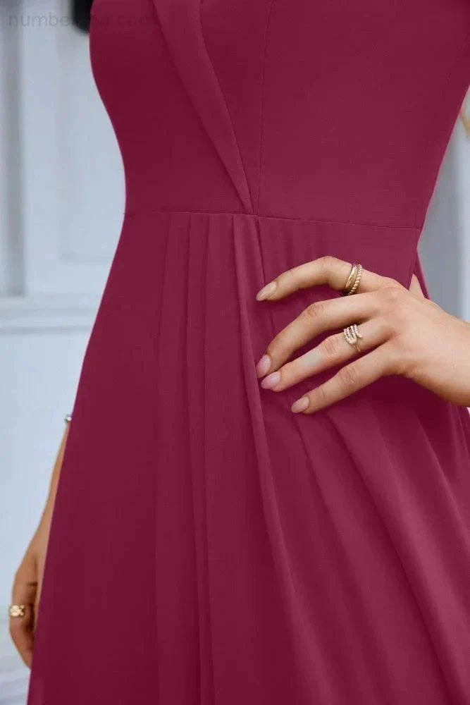 Women's thin strap off the shoulder bridesmaid mopping the floor evening dress 28093 - Image 246