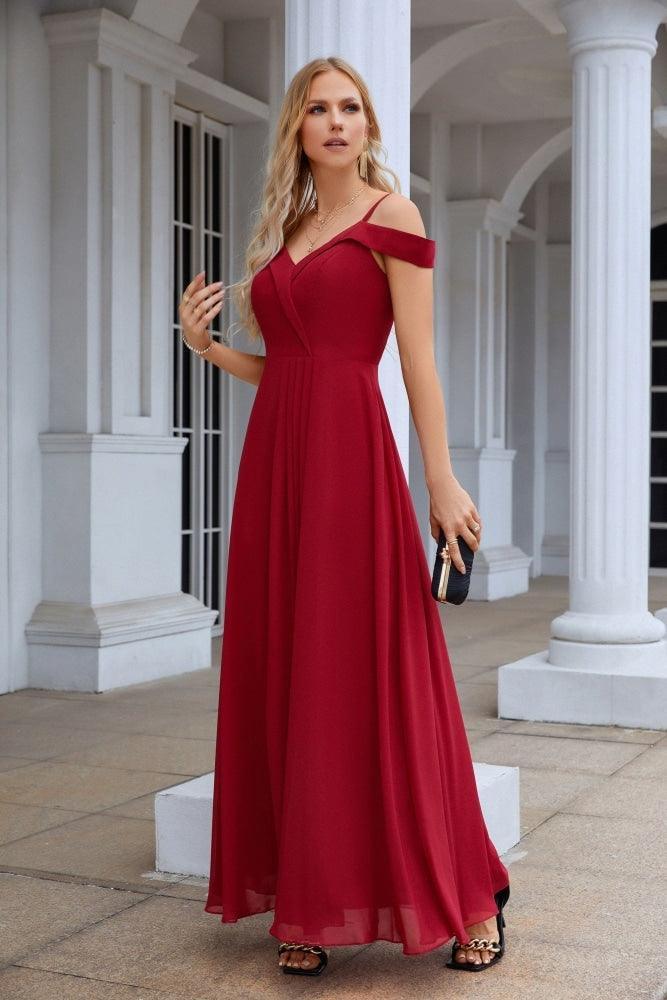 Women's thin strap off the shoulder bridesmaid mopping the floor evening dress 28093 - Image 25
