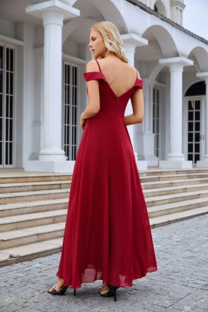 Women's thin strap off the shoulder bridesmaid mopping the floor evening dress 28093 - Image 26