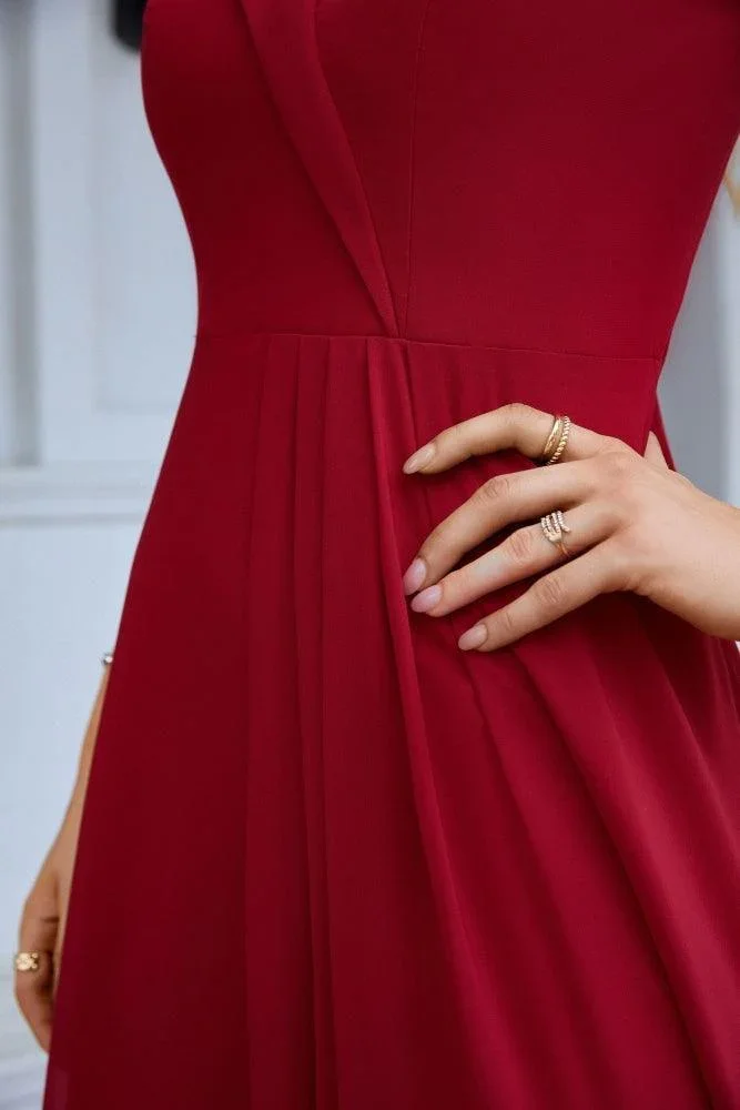 Women's thin strap off the shoulder bridesmaid mopping the floor evening dress 28093 - Image 28