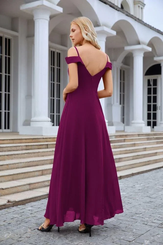 Women's thin strap off the shoulder bridesmaid mopping the floor evening dress 28093 - Image 30