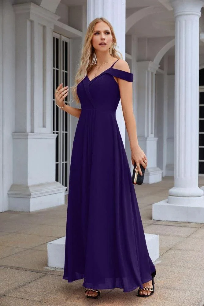 Women's thin strap off the shoulder bridesmaid mopping the floor evening dress 28093 - Image 33