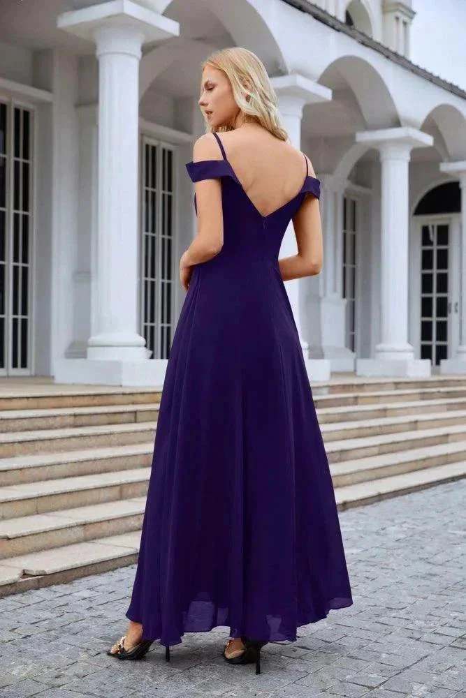 Women's thin strap off the shoulder bridesmaid mopping the floor evening dress 28093 - Image 34