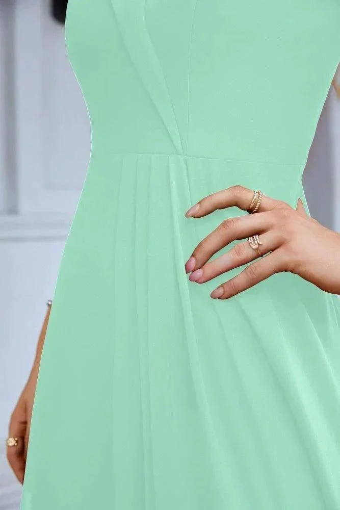 Women's thin strap off the shoulder bridesmaid mopping the floor evening dress 28093 - Image 39