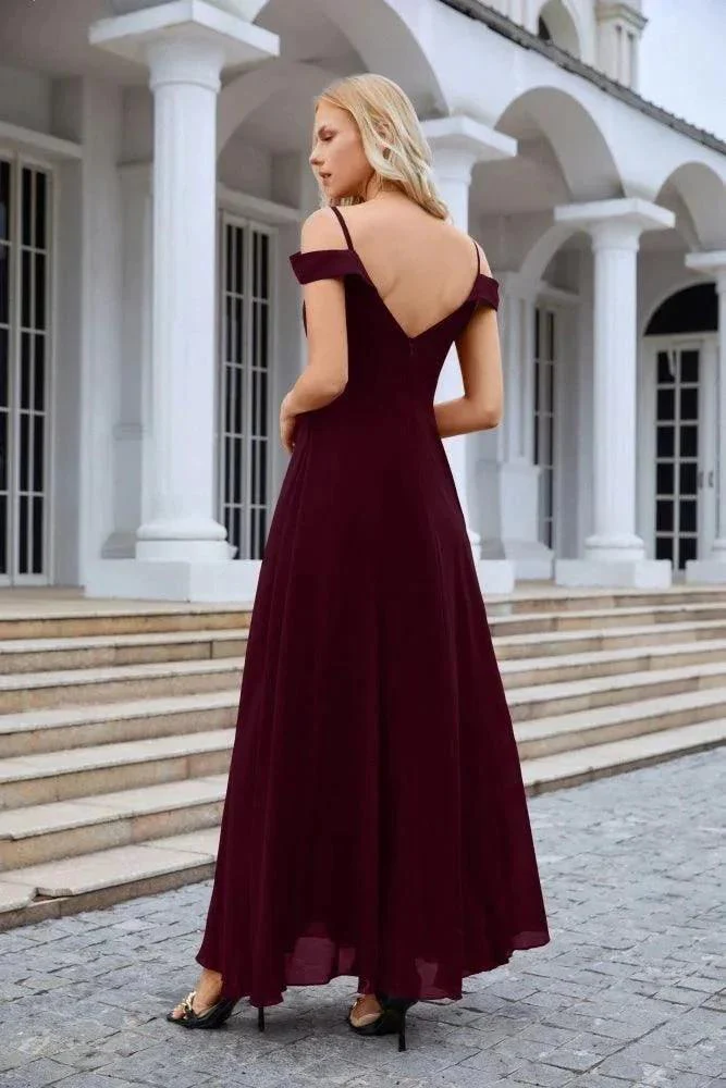 Women's thin strap off the shoulder bridesmaid mopping the floor evening dress 28093 - Image 46