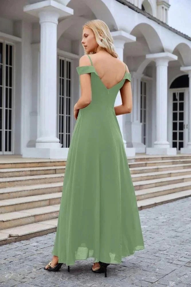 Women's thin strap off the shoulder bridesmaid mopping the floor evening dress 28093 - Image 50