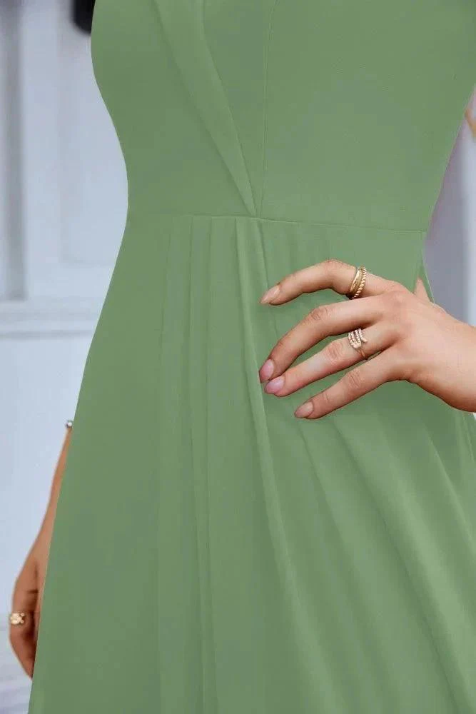 Women's thin strap off the shoulder bridesmaid mopping the floor evening dress 28093 - Image 51