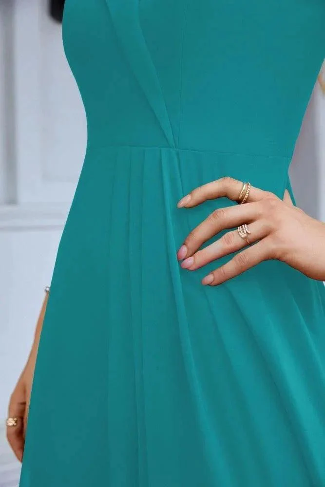 Women's thin strap off the shoulder bridesmaid mopping the floor evening dress 28093 - Image 55