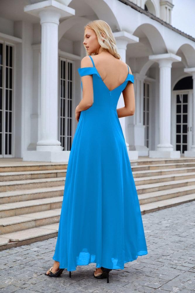 Women's thin strap off the shoulder bridesmaid mopping the floor evening dress 28093 - Image 6