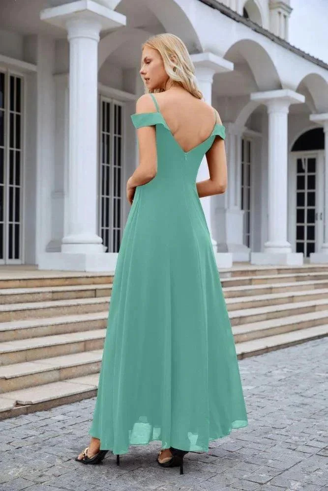 Women's thin strap off the shoulder bridesmaid mopping the floor evening dress 28093 - Image 62