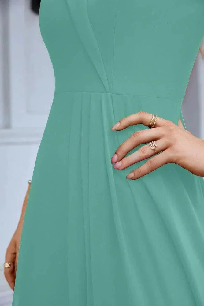 Women's thin strap off the shoulder bridesmaid mopping the floor evening dress 28093 - Image 63