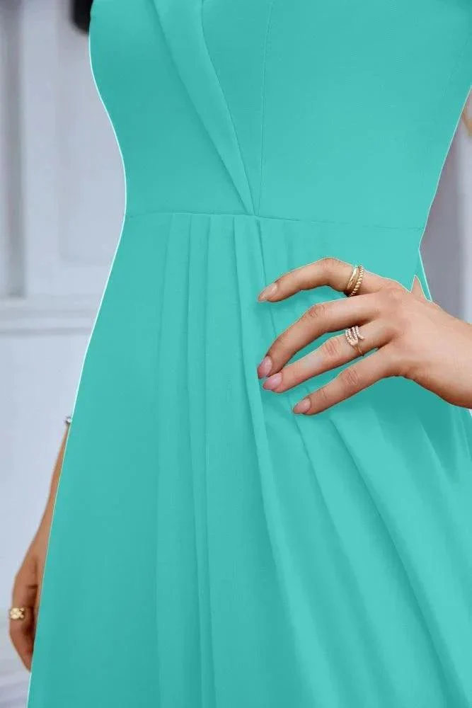 Women's thin strap off the shoulder bridesmaid mopping the floor evening dress 28093 - Image 88