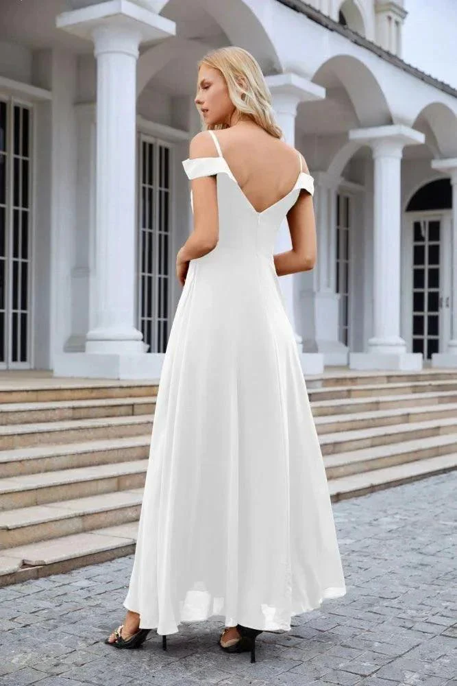 Women's thin strap off the shoulder bridesmaid mopping the floor evening dress 28093 - Image 90