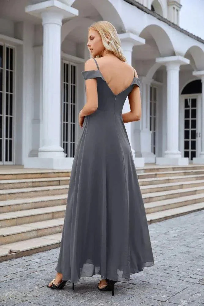Women's thin strap off the shoulder bridesmaid mopping the floor evening dress 28093 - Image 98