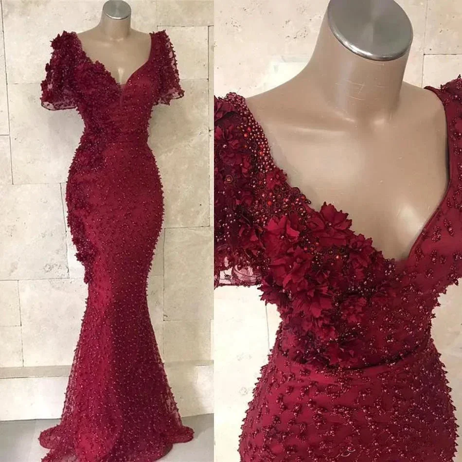 Wrap V Neck Sheath Evening Dress with Beads Petals Y956 - Image 2