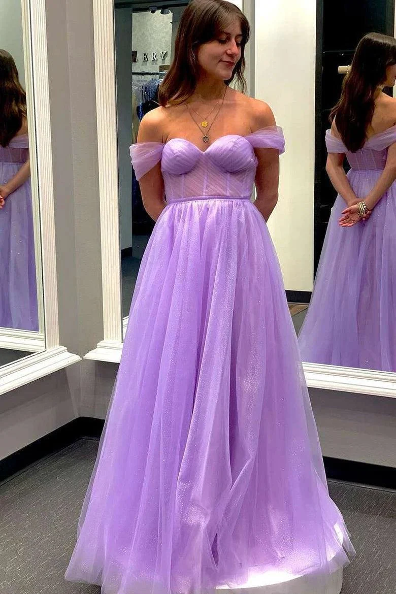 Yellow Off-the-Shoulder Bustier A-Line Tulle Prom Dress Formal Dress PSK376 - Image 2