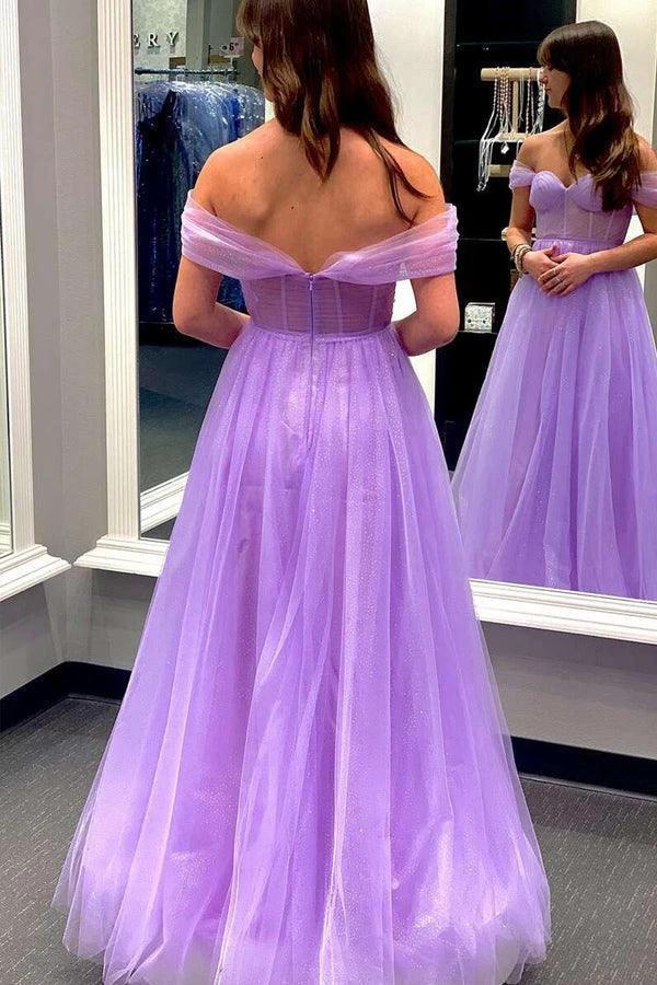 Yellow Off-the-Shoulder Bustier A-Line Tulle Prom Dress Formal Dress PSK376 - Image 3