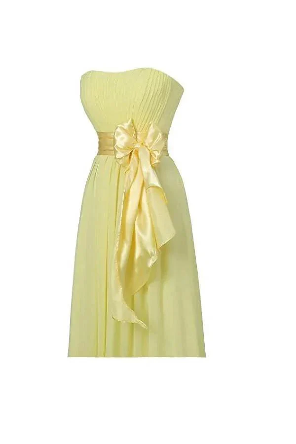 Yellow Sweetheart Bridesmaid Chiffon Prom Dresses Long Evening Gowns BD007 - Image 2