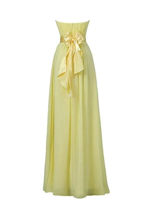 Yellow Sweetheart Bridesmaid Chiffon Prom Dresses Long Evening Gowns BD007 - Image 3
