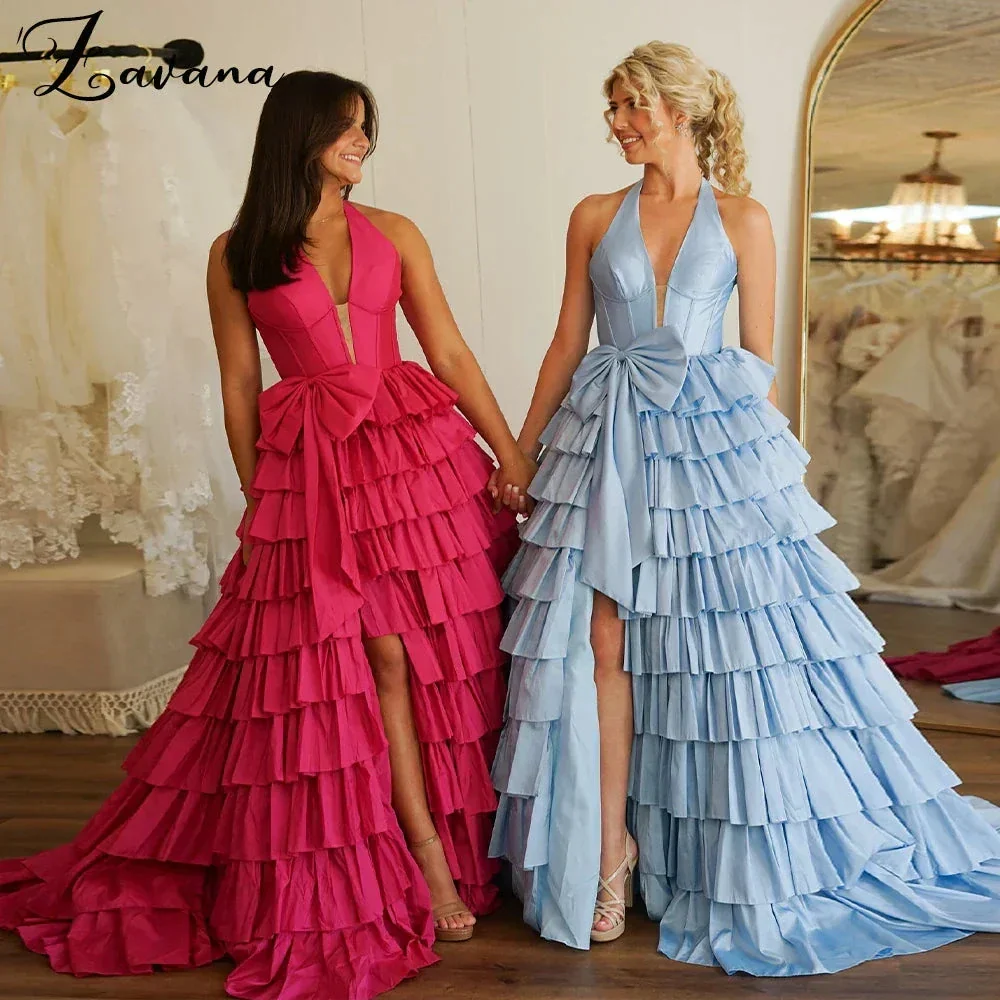 Modern Frilled Pleat Evening Dress Aline Bow Saudi Arabric Muslim Formal Occasion Vestidos De Fiesta Noche Customized - Image 5