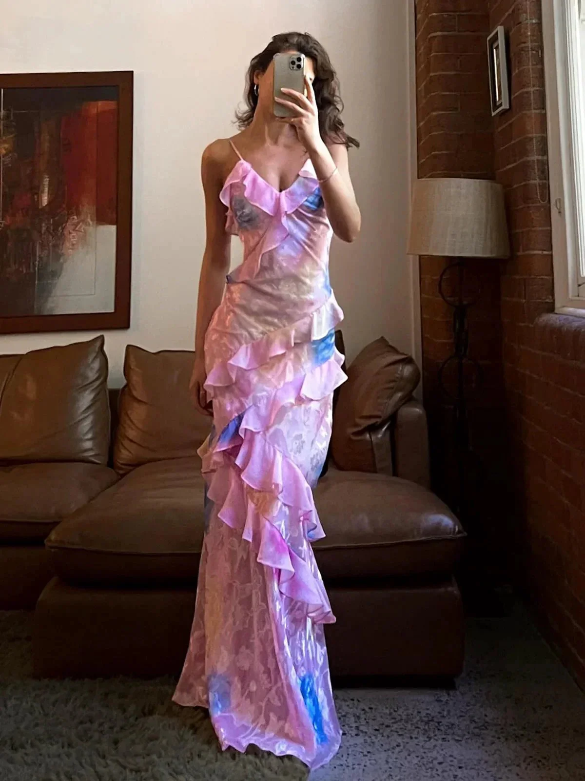 Zaylee | Yellow Spaghetti Straps Mermaid Long Prom Dress with Ruffles - Image 6