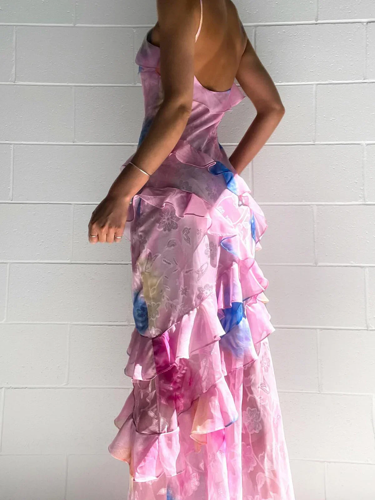Zaylee | Yellow Spaghetti Straps Mermaid Long Prom Dress with Ruffles - Image 7