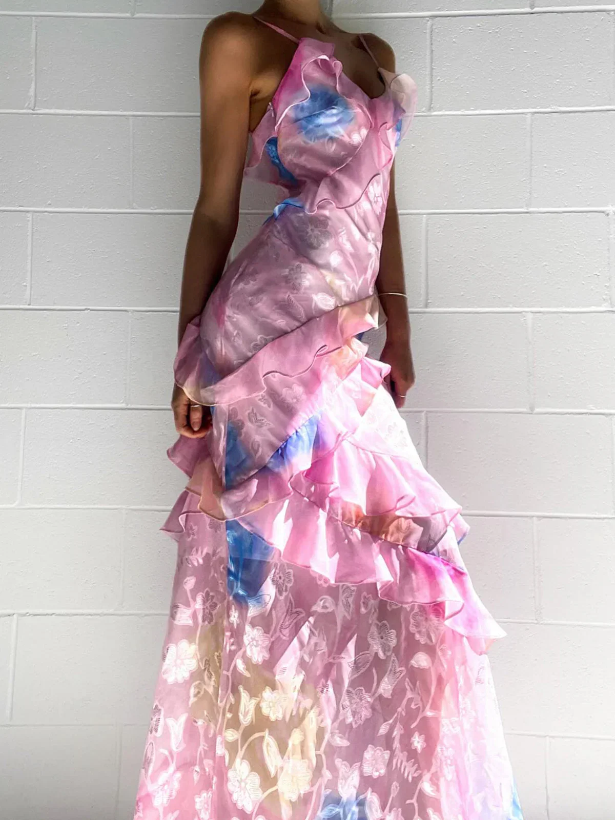 Zaylee | Yellow Spaghetti Straps Mermaid Long Prom Dress with Ruffles - Image 8